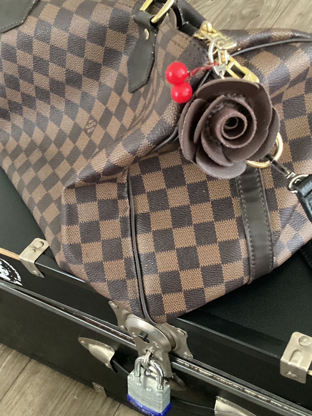 Vintage Louis Vuitton Brown Damier Ebene Satchel with Gold-Tone Hardware - Picture 2 of 12